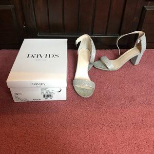 David's Bridal Silver Heels Womens size 8